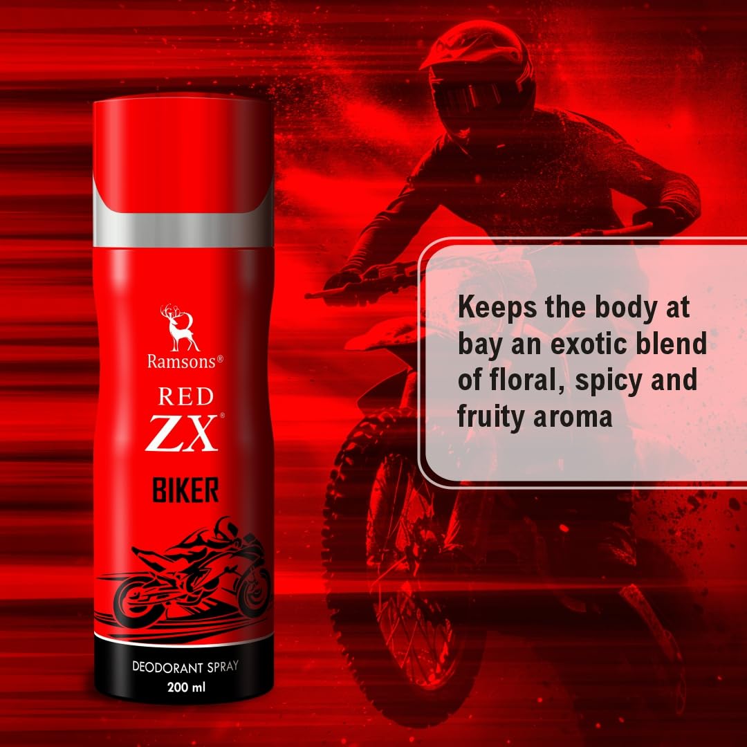 Ramsons Red Zx Biker Deodorant 200ml Deo For Men Women